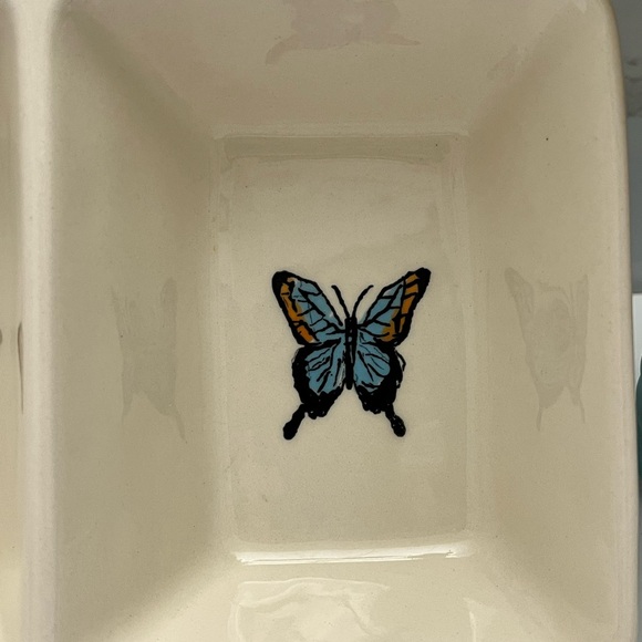 RAE DUNN ceramic tray with Butterflies - Picture 3 of 6